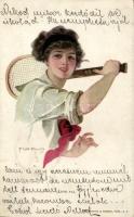'Love all' Tennis playing woman, Reinthal & Newman N.Y. No. 173. s: F. Earl Christy (EK)