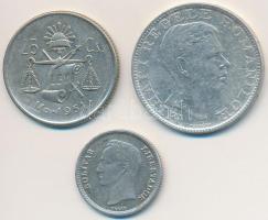 Vegyes: Románia 1942. 200L Ag + Mexikó 1951. 25c Ag + Venezuela 1954. 25c Ag T:2,2- Mixed: Romania 1942. 200 Lei Ag + Mexico 1951. 25 Centavos Ag + Venezuela 1954. 25 Centimos Ag C:XF,VF