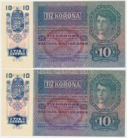 1915. 10K (2x) mindkettő "DEUTSCHÖSTERREICH" felülbélyegzéssel T:I