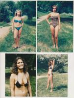 cca 1985 Fürdő szépe verseny indulói, 13 db színes fotó fürdőruhás lányokról, 13x9 cm és 15x10 cm