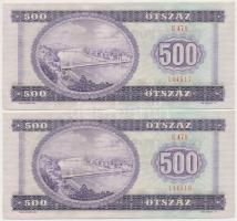 1975. 500Ft (2x) sorszámkövetők, mindkettő nyomdai papírránccal T:I