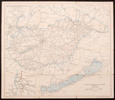 Magyarország Vasúti térkép ill.,a Balaton vasúti és hajózási térképe,   hátoldalon Autóbusz vonalak átnézeti térképe, 50x57