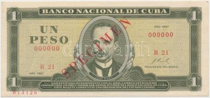 Kuba 1967. 1P "SPECIMEN" T:I- Cuba 1967. 1 Peso "SPECIMEN" C:AU
