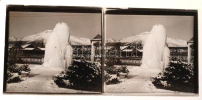 cca 1920 Sztereó diapozitív felvételek üveglemezen egy jómódú család utazásairól, lakásáról, 12 db s...