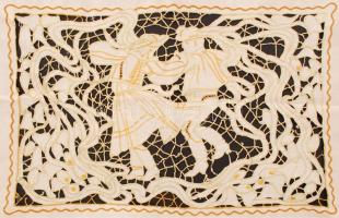 cca 1910 slingelt párnatakaró, kis szakadással, 63x92cm