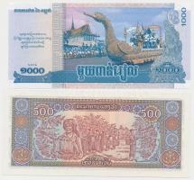 Laosz 1988. 500K + Kambodzsa 2012. 1000R T:I
Laos 1988. 500 Kip + Cambodia 2012. 1000 Riels C:UNC