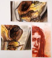 Hornyánszky hagyatéki pecséttel, 6 db pasztell rajz, papír, 17×22-32×22 cm