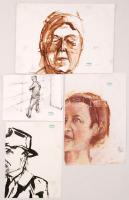 Hornyánszky hagyatéki pecséttel, 6 db pasztell rajz, papír, 17×22-32×22 cm