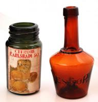 Vegyes üvegtétel: különféle régi gyógyszeres és egyéb üvegek (Etap ételízesítő, Citrom karlsbadi só,...