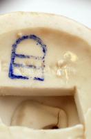 Fodros szoknyás hölgy, porcelán figura, kézzel festett, hibátlan, jelzett, m: 7 cm