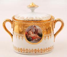 MZ Austria porcelán hiányos teás készlet, matricás, hajszálrepedésekkel, kopásnyomokkal, jelzett