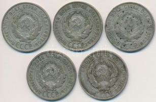 Szovjetunió 1925-1930. 20k Ag (5x) T:2-,3
Soviet Union 1925-1930. 20 Kopeks Ag (5x) C:VF,F