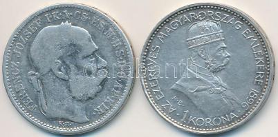 1894KB 1K Ag "Ferenc József" + 1896KB 1K Ag "Millennium" T:2,2-