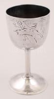 Ezüst (Ag.), kínai feliratos kupica vagy tojástartó 45gr., nem jelzett, 8cm /Silver (Ag.), Chinese subtitled egg cup or shot glass, 45gr., non marked, 8cm