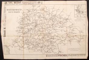 cca 1910 Magyarország vasúti térképe és a budapesti pályaudvarok 47x30 cm