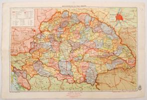 cca 1940 Magyarország politikai térképe, M. kir. Honvéd térképészeti intézet, 29x43cm