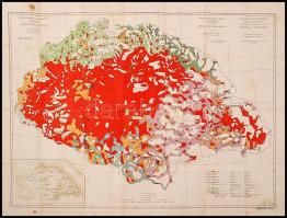 1919 Magyarország néprajzi térképe az 1910. évi népszámlálás alapján, Kogutowicz Károly, Magyar Földrajzi Intézet. Nagyméretű térkép. (hajtásnál szakadásokkal) / Ethnographic map of Hungary 88x58 cm