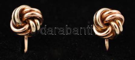 Arany (Au) fonott-kétszínű fülbevaló,14K, 2,2gr., jelzett, díszdobozban/ Gold (Au), two-tone earrings, 14K, 2,2gr., marked, in gift box