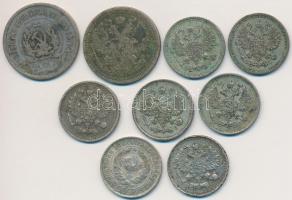 Orosz Birodalom 1908. 20k Ag + 1914-1915. 10k Ag (6x) + Szovjetunió 1923. 20k Ag + 1925. 10k Ag T:2-...