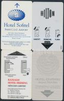 5 db érdekes szállodai kulcskártya különféle neves szállodákból: Hotel Kempinski München, Holiday Inn Köln, Ramada Hotel München, Hilton, Hotel Sofitel Paris, stb.