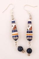 Inka stílusú fülbevalópár, lápisz lazuli függővel, dísztasakban