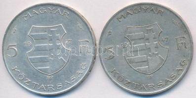 1947. 5Ft Ag "Kossuth" (2x) T:2-,3