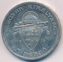 1938. 5P Ag "Szent István" T:2 ph.
Adamo P8.1