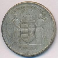 1930. 5P Ag "Horthy jobbra" T:3 patina
Adamo P8