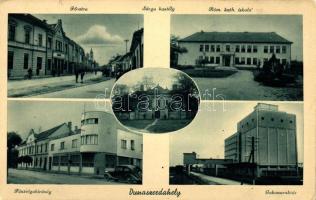 Dunaszerdahely, Fő utca, Római katolikus iskola, Gabonarkatár, Főszolgabíróság, Sárga kastély / main street, Roman Catholic cschool, granary, court, castle (EK)