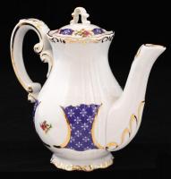 Zsolnay Marie Antoinette kávéskészlet: 1 db fedeles kancsó, m: 17,5 cm;  6 db csésze+alj, d: 7,5 ill...