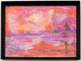 Schodl jelzéssel: Perzselő nap. Pasztell, papír, üvegezett keretben, 29×39 cm