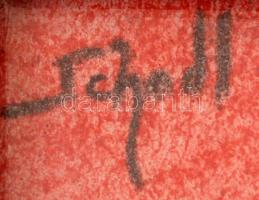 Schodl jelzéssel: Perzselő nap. Pasztell, papír, üvegezett keretben, 29×39 cm