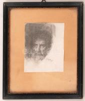 Rudnay jelzéssel: Férfi fej. Ceruza, papír, üvegezett keretben, 11×9 cm