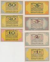 Székesfehérvár 1921. 10f + 20f + 50f + 1K + 2K + 3K + 5K "Légszeszgyár és Vegyiművek Részvénytá...