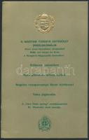 1938 A Magyar Turista Egyesület Díszlakomájának aranyozott, címeres meghívója, 19x12cm