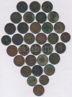 Vegyes: 1858-1895. 33db vegyes osztrák és magyar Cu 5/10kr és 1kr, közte jobb évszámokkal (1863E 1kr...