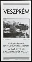 cca 1940 Veszprém, Ideális kiránduló-, nyaralóhely, turistaközpont a Bakony és Balatonvidék között, fotókkal illusztrált, kihajthatós reklám nyomtatvány, 41x21cm