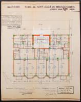 1933 Bp., Újpesti rakparti bárházépítkezés lakástervrajzai, 3 db, okmánybélyegekkel