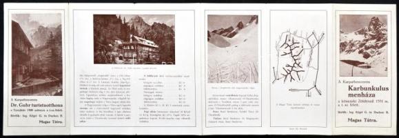 cca 1930-40 Karpathenverein dr. Guhr turistaotthona fotókkal illusztrált reklám kiadvány, széthajtha...