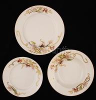 Zsolnay tavasz mintás tányér készlet (süteményes, lapos, mély), kézzel festett, jelzett, hibátlan, d...