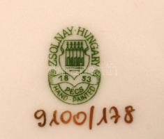 Zsolnay tavasz mintás tányér készlet (süteményes, lapos, mély), kézzel festett, jelzett, hibátlan, d...