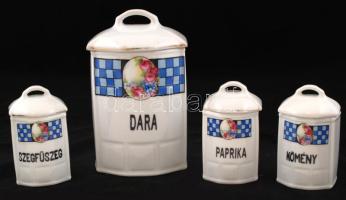 Victoria szlovák porcelán fűszertároló edények, matricás, nagy részük jelzett, kopásnyomokkal, m: 11,5 ill. 19 cm