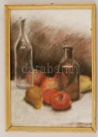 Kántor jelzéssel: Csendélet almákkal. Pasztell, papír, üvegezett keretben, 47×33 cm