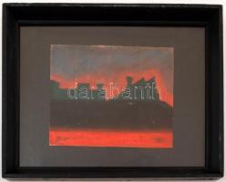 Bor jelzéssel: Háztetők. Pasztell, papír, üvegezett keretben, 22×17 cm