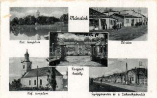 Mándok, Fő utca, Forgách kastély, Gyógyszertár, Takarékpénztár (Rb)