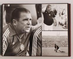 Nagy fotóalbum, benne több képpel Puskás Ferenc(1927-2006) labdarúgóról, színes és fekete-fehér képe...