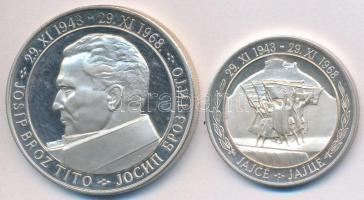 Jugoszlávia 1968. 20D Ag + 50D Ag "A köztársaság 25. évfordulója" műbőr tokban T:PP
Yugos...