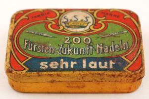 Fürsten Zukunft Nadeln, Made in Germany, kopottas fémdoboz, eredeti gramofontű tartalommal, 4,5x3,5x...