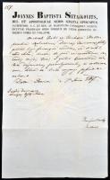 1847 Sztankovivs János győri püspök fejléces levélpapírján kiállított okmány a püspök címeres, felzetes viaszpecsétjével
