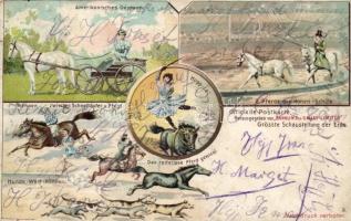 Grösste Schaustellung der Erde, Officielle Postkarte von Barnum and Bailey Limited / Horse circus advertisement, litho (b)